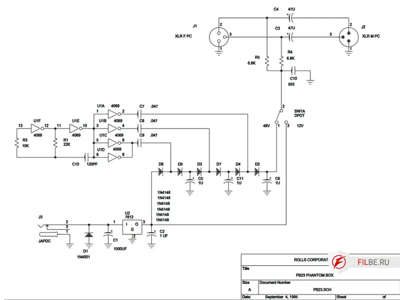 Схема фантомного питания на 48 вольт
