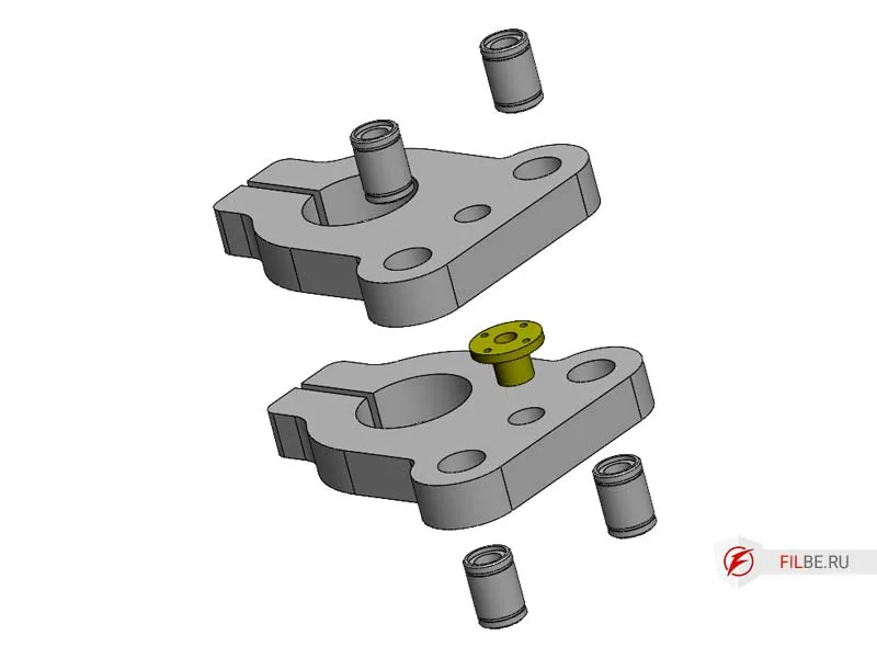 Установка линейных подшипников и приводной гайки в каретку оси Z