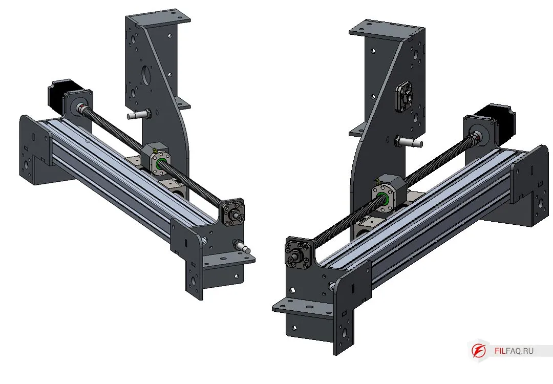 Установленная стойка портала на подшипниковые опоры SBR