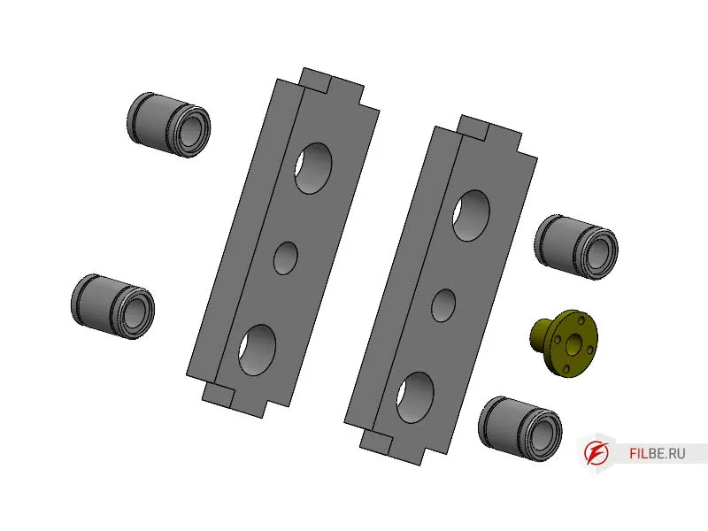 Установка линейных подшипников и приводной гайки в каретку оси Y