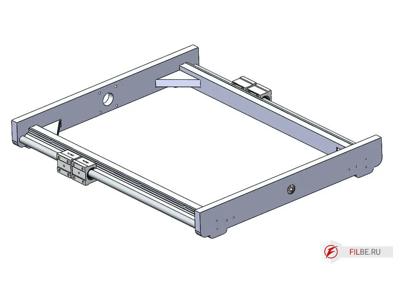 Установленные цилиндрические направляющие SBR16 на основание станка с чпу