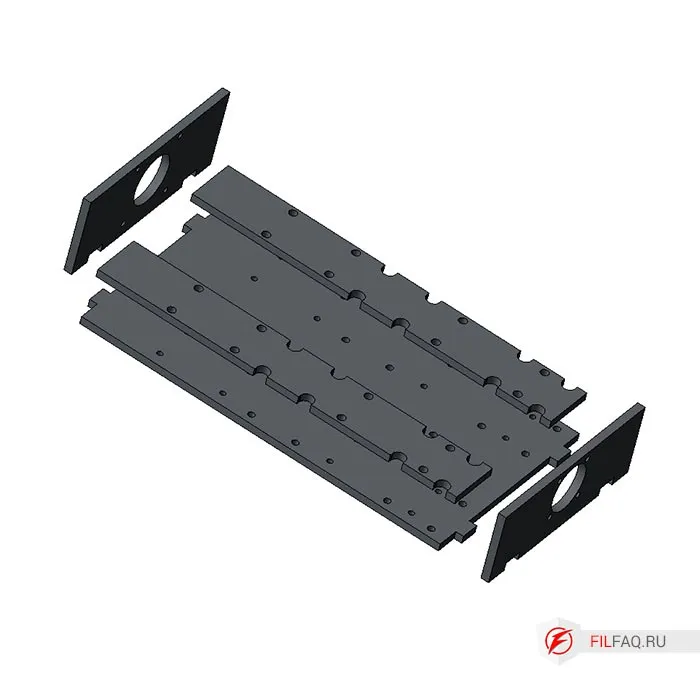 Основа оси Z с проставками под цилиндрические рельсы